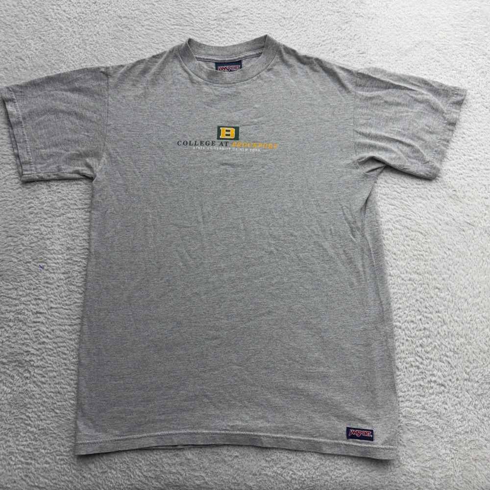 VTG Jansport Mens College at Brockport SUNY T-Shirt Grey Size M‎ Made in USA